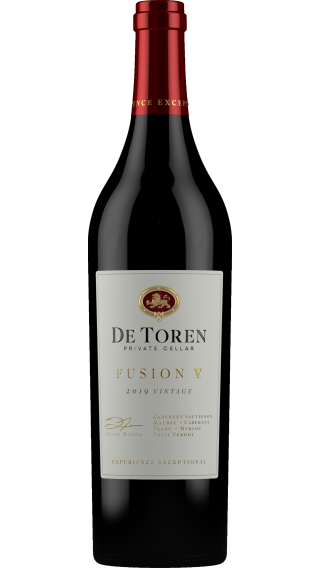 Bottle of De Toren Private Cellar Fusion V 2019 wine 750 ml