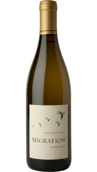 Bottle of Duckhorn Migration Sonoma Coast Chardonnay 2018 wine 750 ml