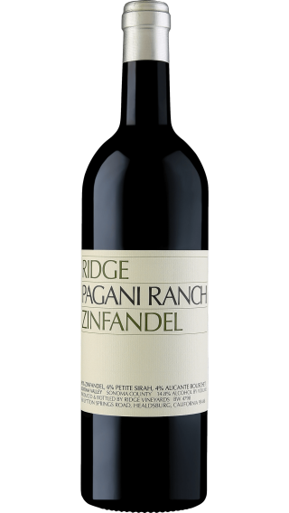 Bottle of Ridge Pagani Ranch Zinfandel 2021 wine 750 ml