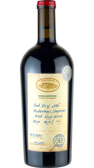 Bottle of Tchotiashvili Budeshuri Saperavi 2019 wine 750 ml